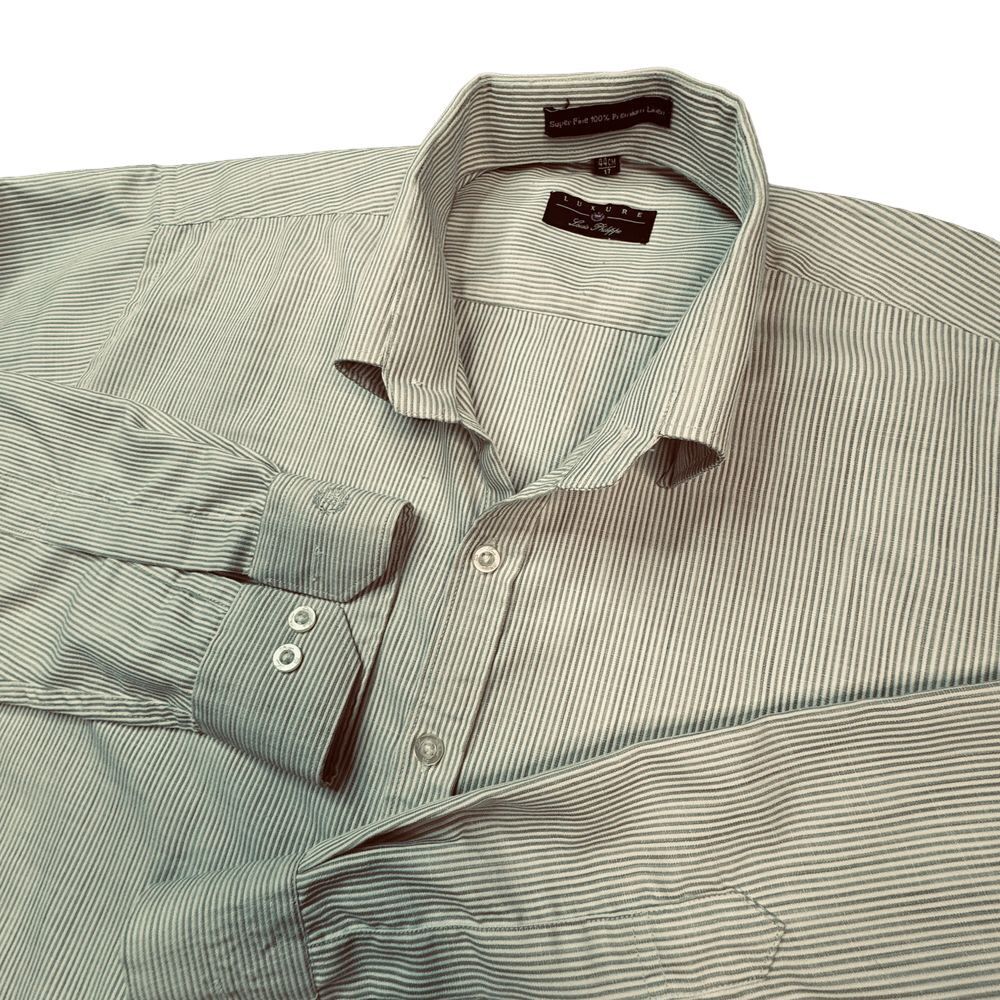 Louis Phillipe‎ Luxure Shirt Men's Size 17 Striped Long sleeve